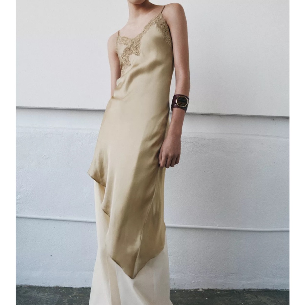 Zara ZW Collection Asymmetric Satin Dress XS